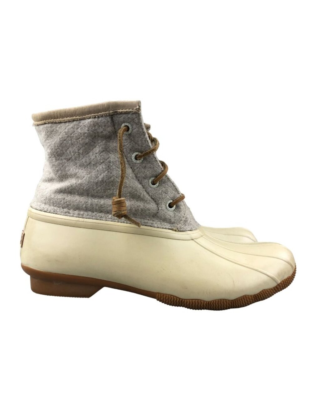 Sperry Women's Size 7.5 Saltwater Beige Wool Quilted 3M Thinsulate Duck Boots